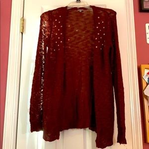 Charlotte Russe Burgundy Knit Studded Cardigan